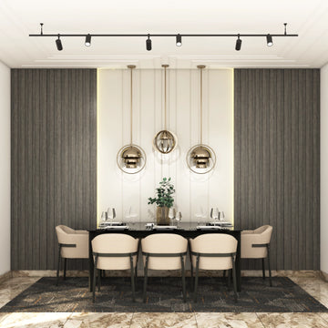 Contemporary Dining Room Designed With Beautiful Chandelier